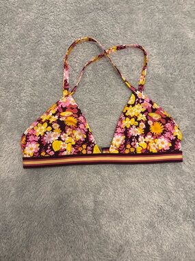 Aerie Floral Triangle Bikini Top Large
